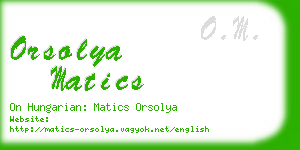 orsolya matics business card
